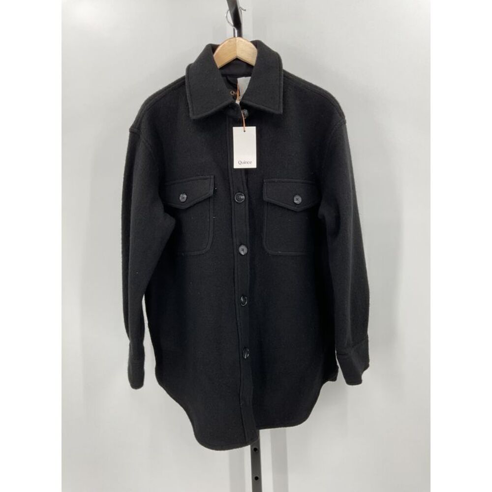 Quince Black Wool-Blend Shacket